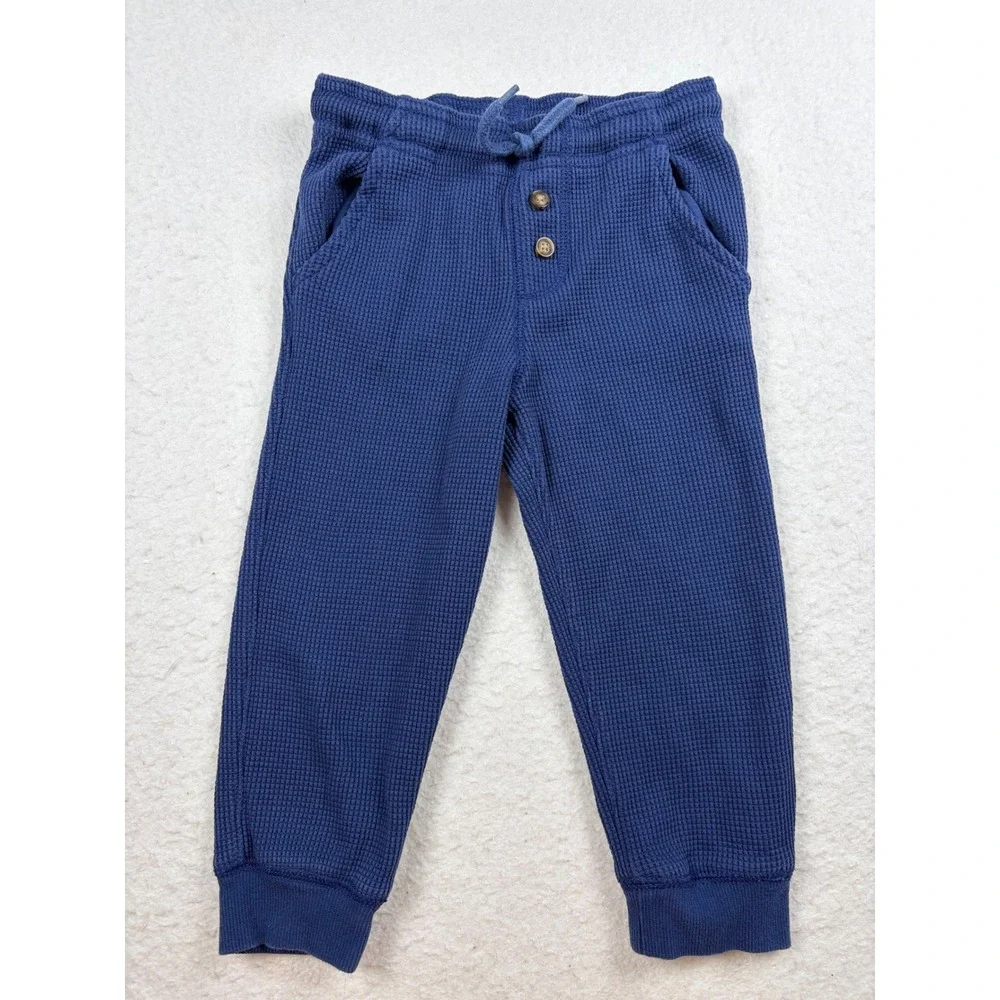 Carters Toddler Boys Navy Blue Waffle Knit Thermal Jogger Pants 24M Drawstring